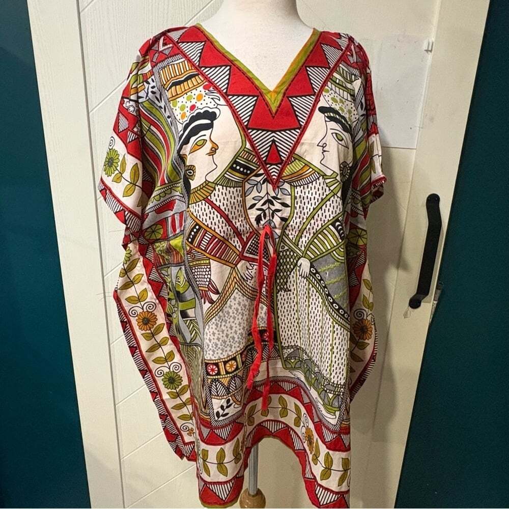 Vintage Greek Goddess Handmade Kaftan Tunic Adjustable Boho Festival Dress S-L - Picture 9 of 9